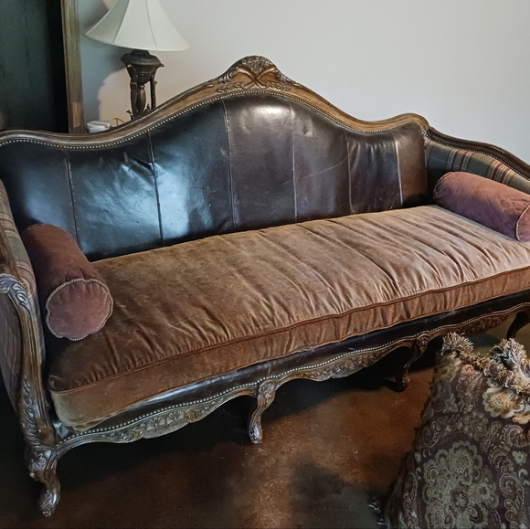 Plunkett Leather & Wood Couch - Picture 13 of 16
